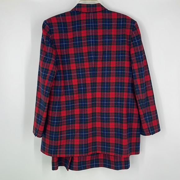Pendleton red and blue squared pattern 100% virgin wool jacket and skirt - Picture 9 of 15